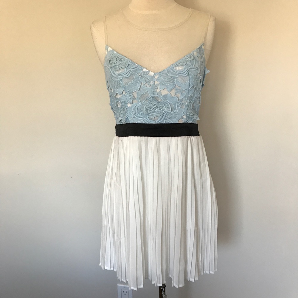 Tobi Blue Lace Sheer twist of fate dress